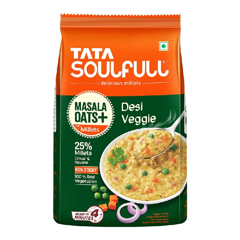 Tata Soulfull Masala Oats + Desi Veggie Tata Soulfull Masala Oats + Desi Veggie-Pack Size-500 g