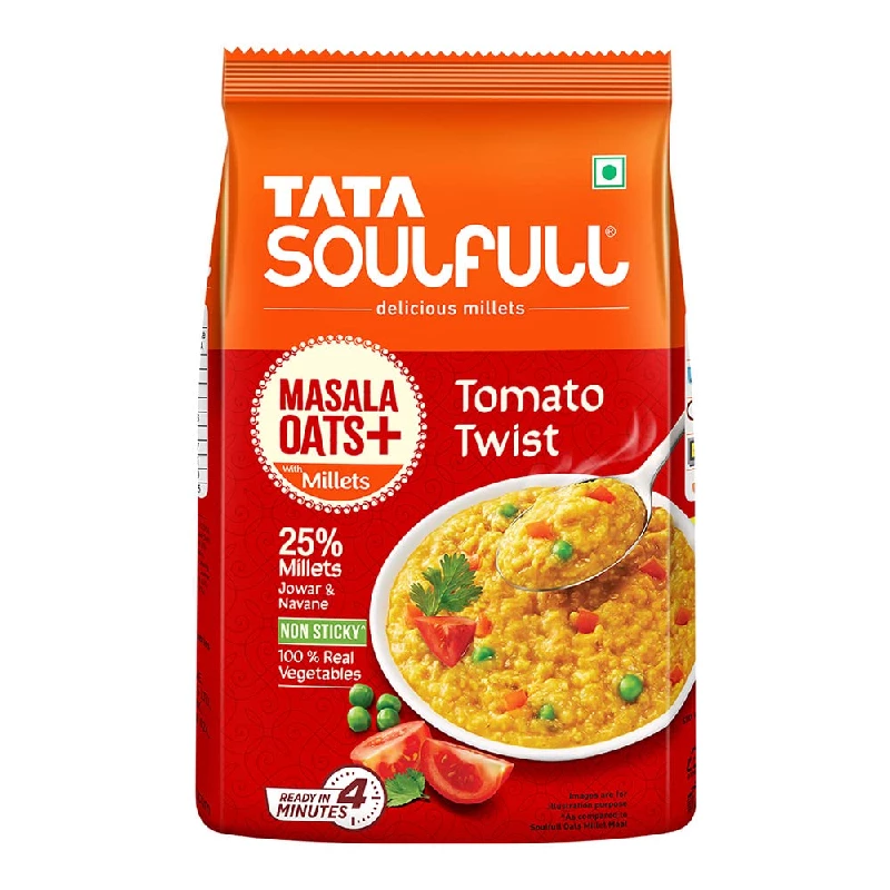 Tata Soulfull Masala Oats + Tomato Twist Tata Soulfull Masala Oats + Tomato Twist-Pack Size-500 g