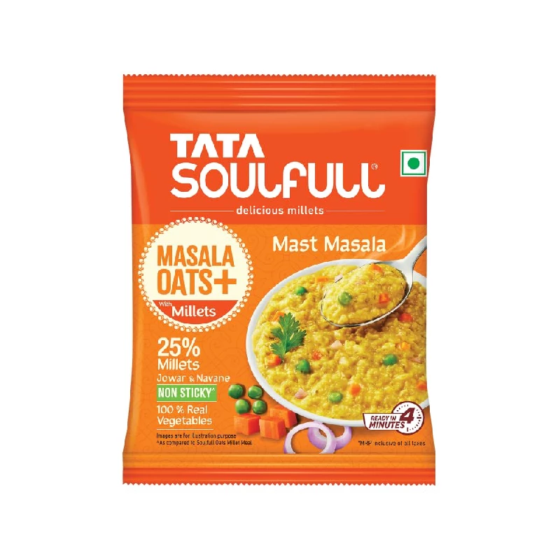 Tata Soulfull Masala Oats + With Millets Tata Soulfull Masala Oats + With Millets-Pack Size-33 g