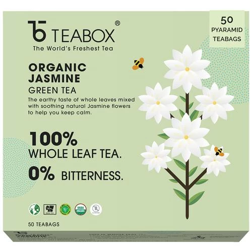 Teabox Jasmine Green Tea  - Calmness Inducing Teabox Jasmine Green Tea  - Calmness Inducing--104 g (50 + 2 Sample Bags x 2 g each)