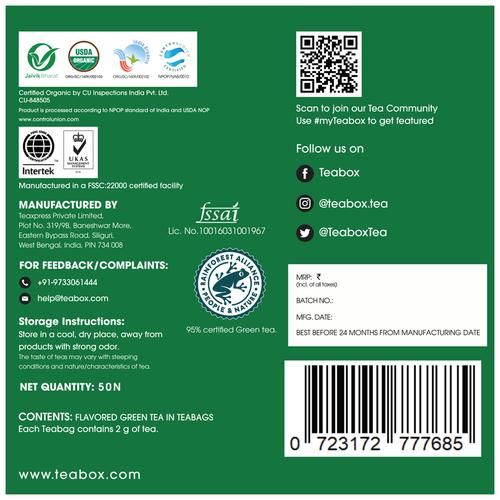 Teabox Mint Green Tea Bags - Whole Leaf & Natural Flavour Blend - Image 2