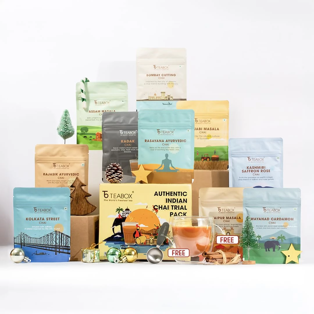 Teabox Premium Authentic Indian Spiced Chai Tea Trial Pack Teabox Premium Authentic Indian Spiced Chai Tea Trial Pack-Pack Size-Pack of 10