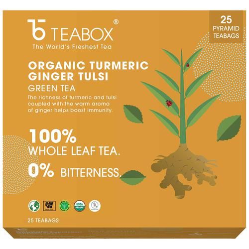 Teabox Turmeric Ginger Tulsi Green Tea - Organic Teabox Turmeric Ginger Tulsi Green Tea - Organic--54 g (25+2 Free Bags x 2 g each)