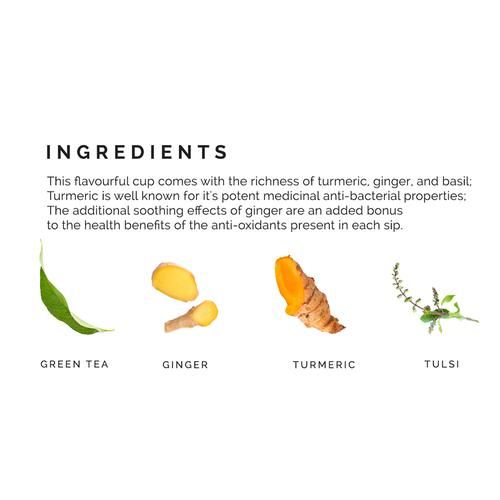 Teabox Turmeric Ginger Tulsi Green Tea - Organic - Image 3