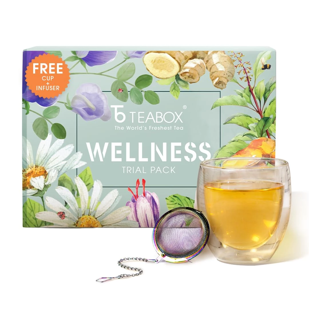 Teabox Wellness Trial Pack & Free Valencia Glass Teacup & Elegant Ball Infuser - Image 2