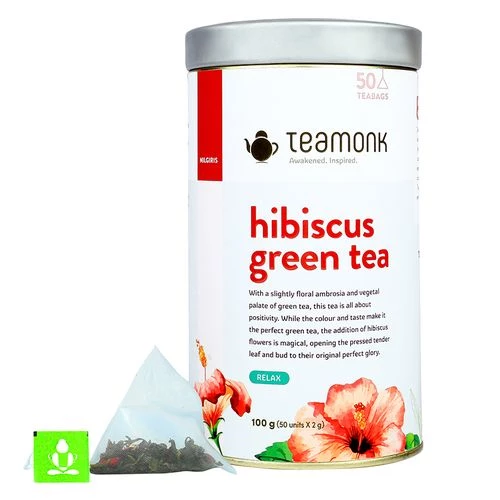 Teamonk Hibiscus Green Tea - Helps To Feel Relaxed Teamonk Hibiscus Green Tea - Helps To Feel Relaxed--2 g (50 Bags x 2 g Each)