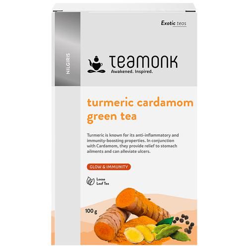 Teamonk High Mountain Turmeric Cardamom Loose Leaf Green Tea - Boosts Immunity & Helps In Weight Loss Teamonk High Mountain Turmeric Cardamom Loose Leaf Green Tea - Boosts Immunity & Helps In Weight Loss--100 g
