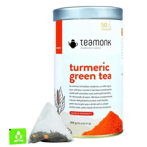 Teamonk Turmeric Green Tea - Provides Glowing Skin & Boosts Immunity Teamonk Turmeric Green Tea - Provides Glowing Skin & Boosts Immunity--2 g (50 Bags x 2 g Each)