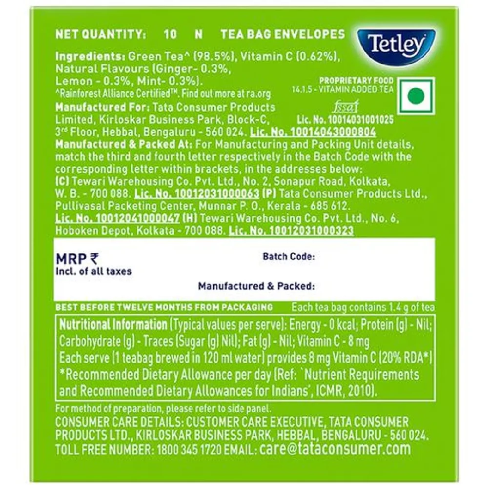 Tetley Green Tea - Ginger Mint & Lemon - Image 13