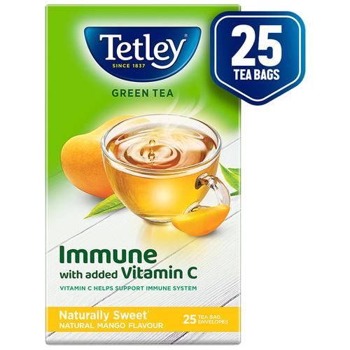 Tetley Green Tea Immune With Added Vitamin C - Natural Mango Tetley Green Tea Immune With Added Vitamin C - Natural Mango--37.5 g (25 Bags x 1.5 g each)