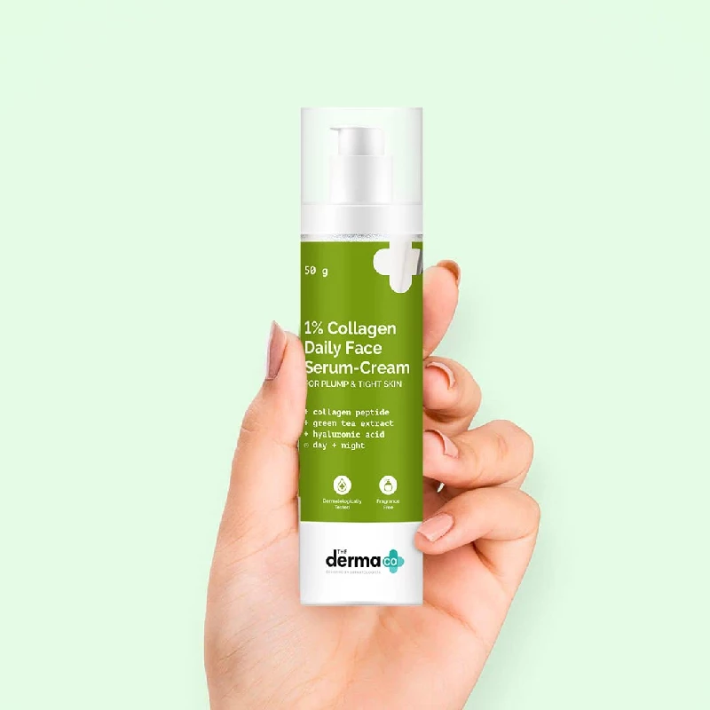 The Derma Co 1% Collagen Daily Face Serum-Cream with Green Tea & Hyaluronic Acid For Plump & Tight Skin - Image 2