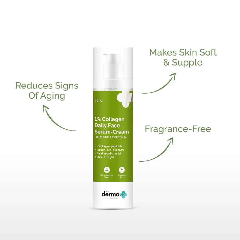 The Derma Co 1% Collagen Daily Face Serum-Cream with Green Tea & Hyaluronic Acid For Plump & Tight Skin - Image 3