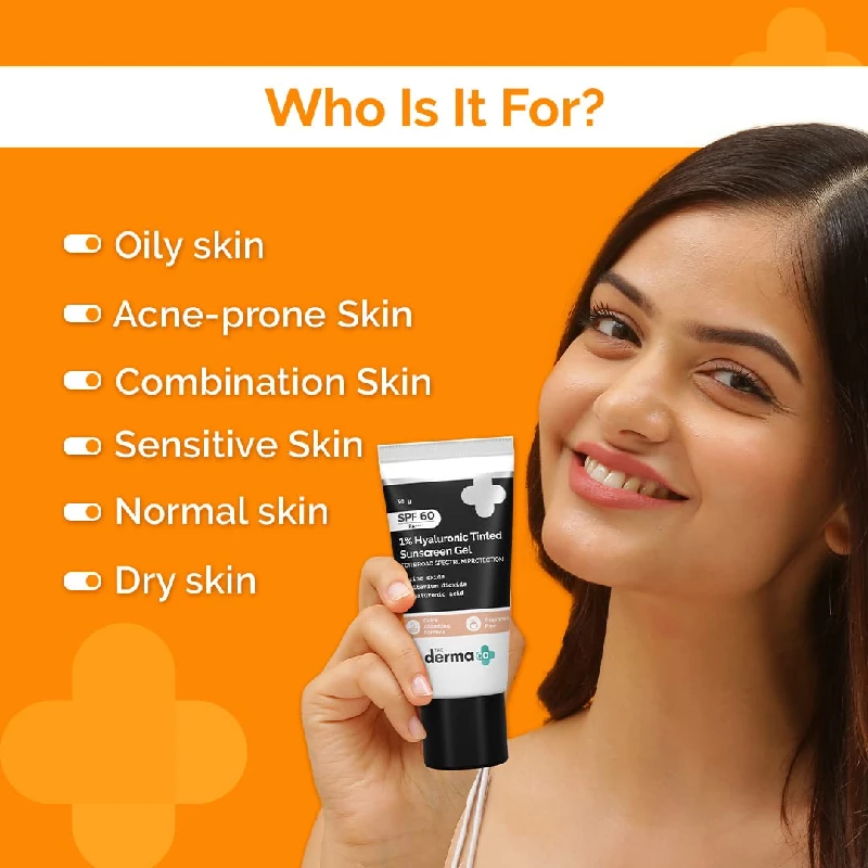 The Derma Co 1% Hyaluronic Tinted Sunscreen SPF 60 Gel - Image 3