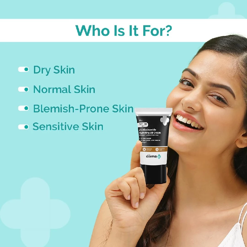 The Derma Co 2% Niacinamide Hydrating BB Cream with SPF 30 PA++ Enriched with 1% Hyaluronic Acid Complex & Aquaxyl (02 - Nude Glow) - Image 9