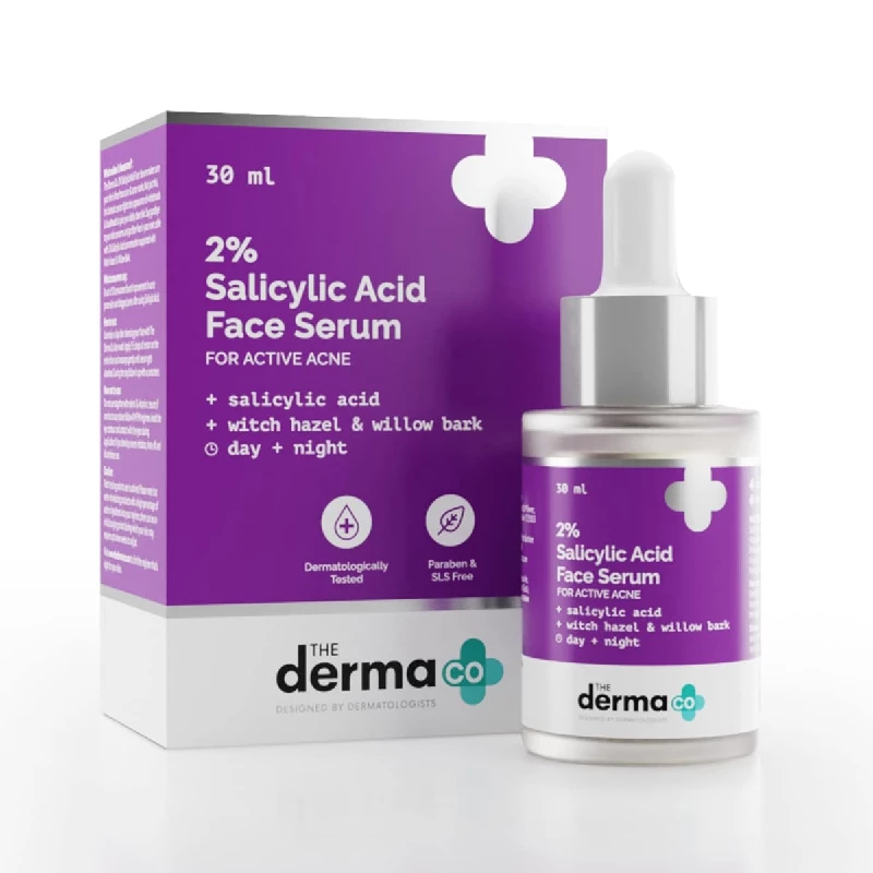 The Derma Co 2% Salicylic Acid Serum with Witch Hazel & Willow Bark for Active Acne The Derma Co 2% Salicylic Acid Serum with Witch Hazel & Willow Bark for Active Acne-Pack Size-30 ml