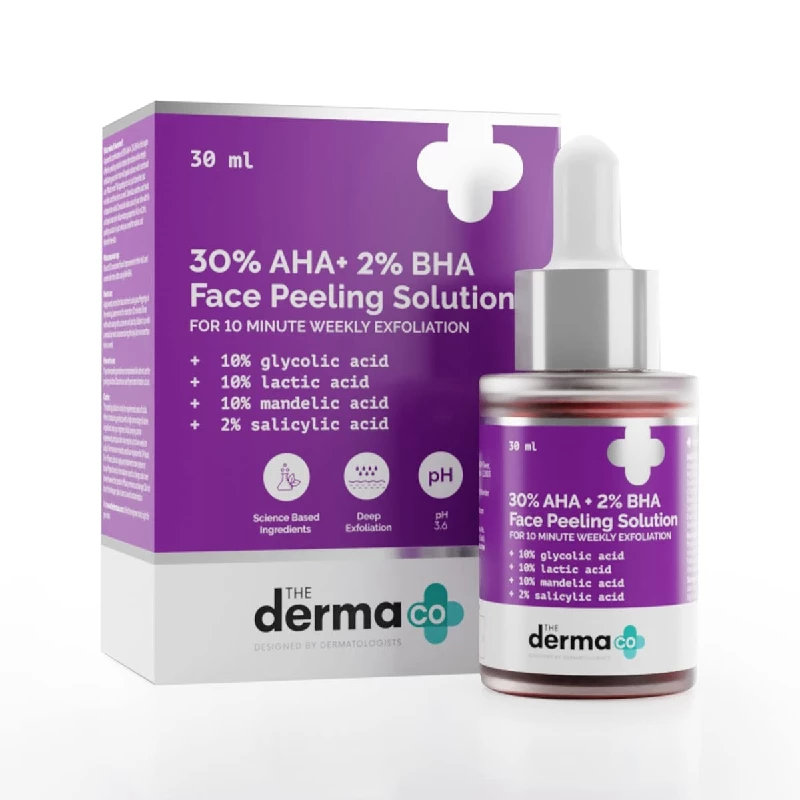 The Derma Co Repairing,Exfoliating 30% AHA + 2% BHA Face Peeling Solution The Derma Co Repairing,Exfoliating 30% AHA + 2% BHA Face Peeling Solution-Pack Size-30 ml