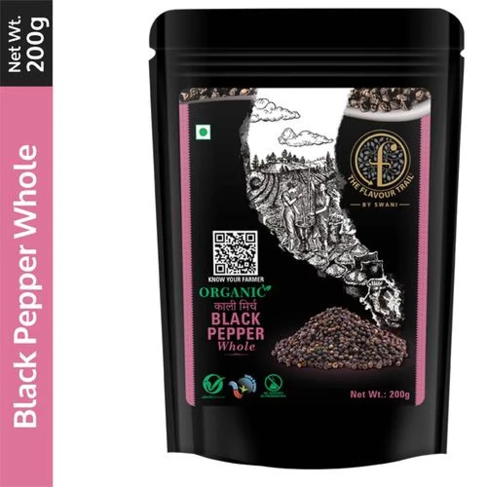 The Flavour Trail by Swani Black Pepper Whole - Organic Kali Mirch
