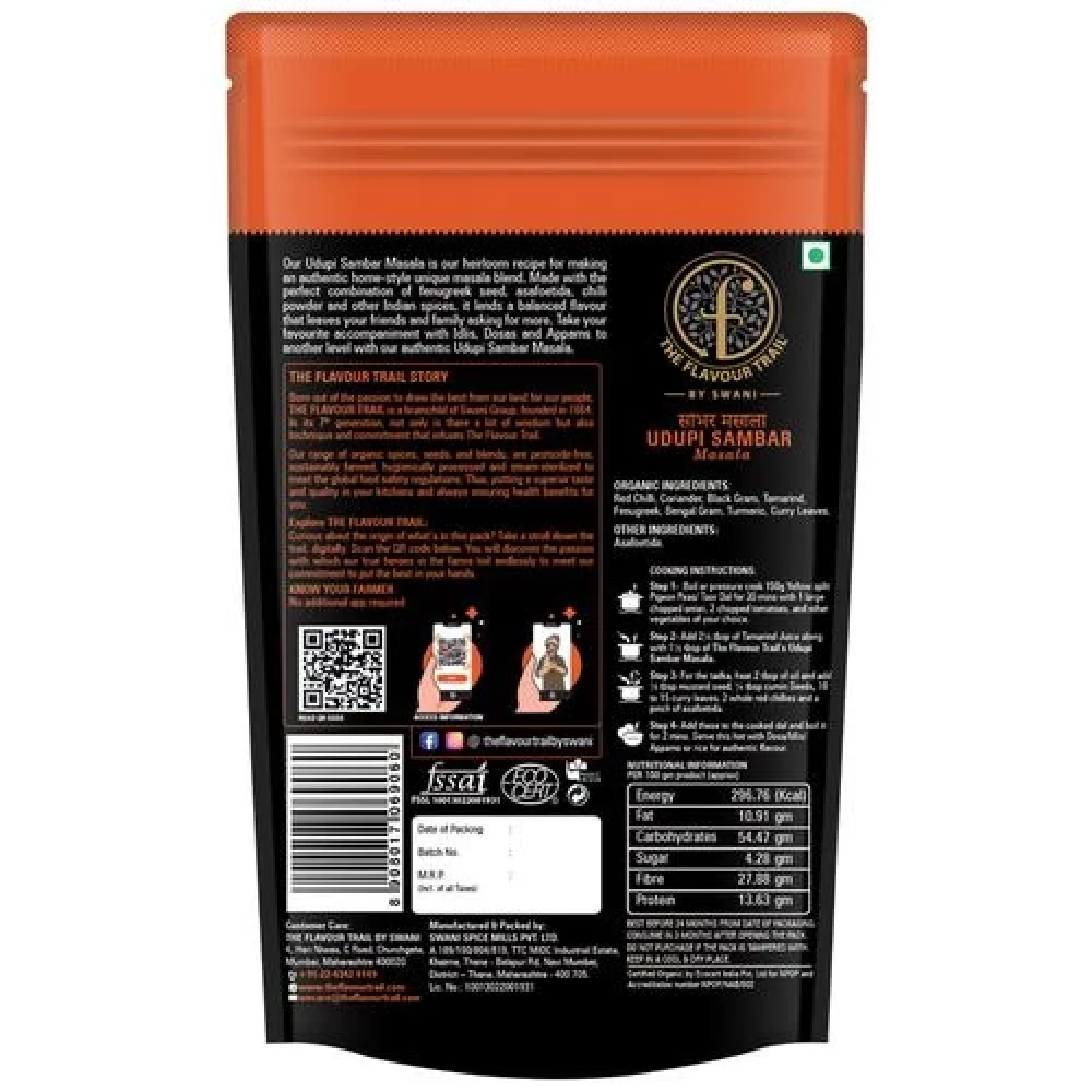 The Flavour Trail by Swani Udupi Sambar Masala - No Additives & Preservatives - Image 2