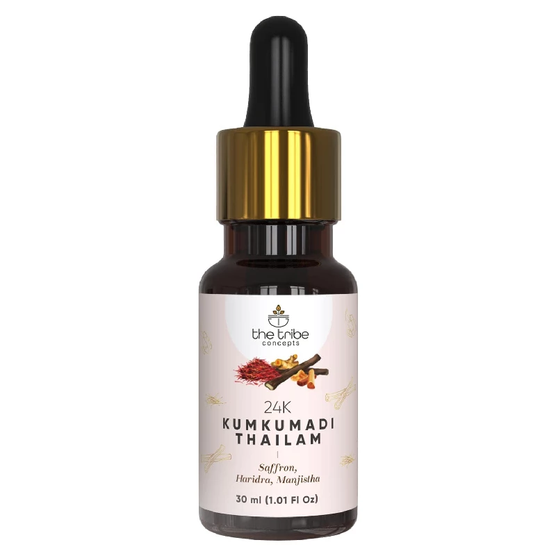 The Tribe Concepts 24k Kumkumadi Thailam with 100% Chemical Free & Natural The Tribe Concepts 24k Kumkumadi Thailam with 100% Chemical Free & Natural-Pack Size-30 ml