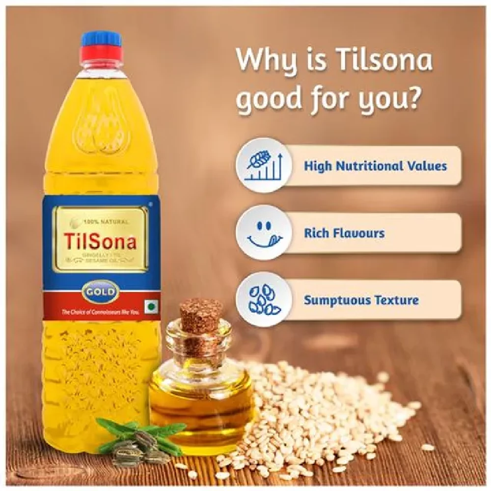 Tilsona Gold Til/Sesame/Gingelly Edible Oil - 100% Natural, Rich In Omega 6, Good For Heart - Image 26