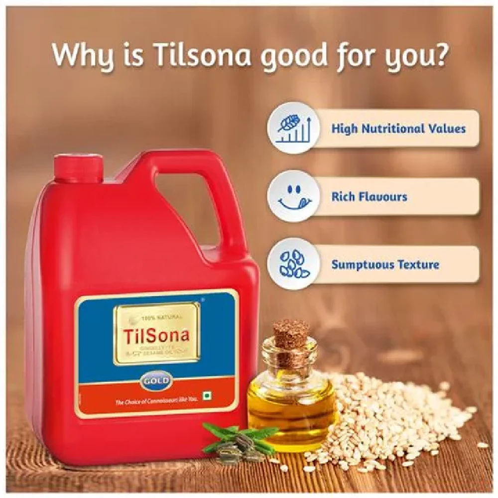 Tilsona Gold Til/Sesame/Gingelly Edible Oil - 100% Natural, Rich In Omega 6, Good For Heart - Image 35