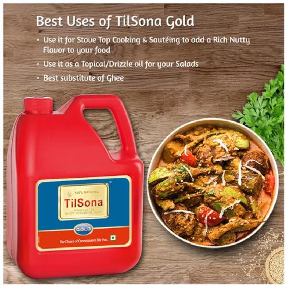 Tilsona Gold Til/Sesame/Gingelly Edible Oil - 100% Natural, Rich In Omega 6, Good For Heart - Image 37