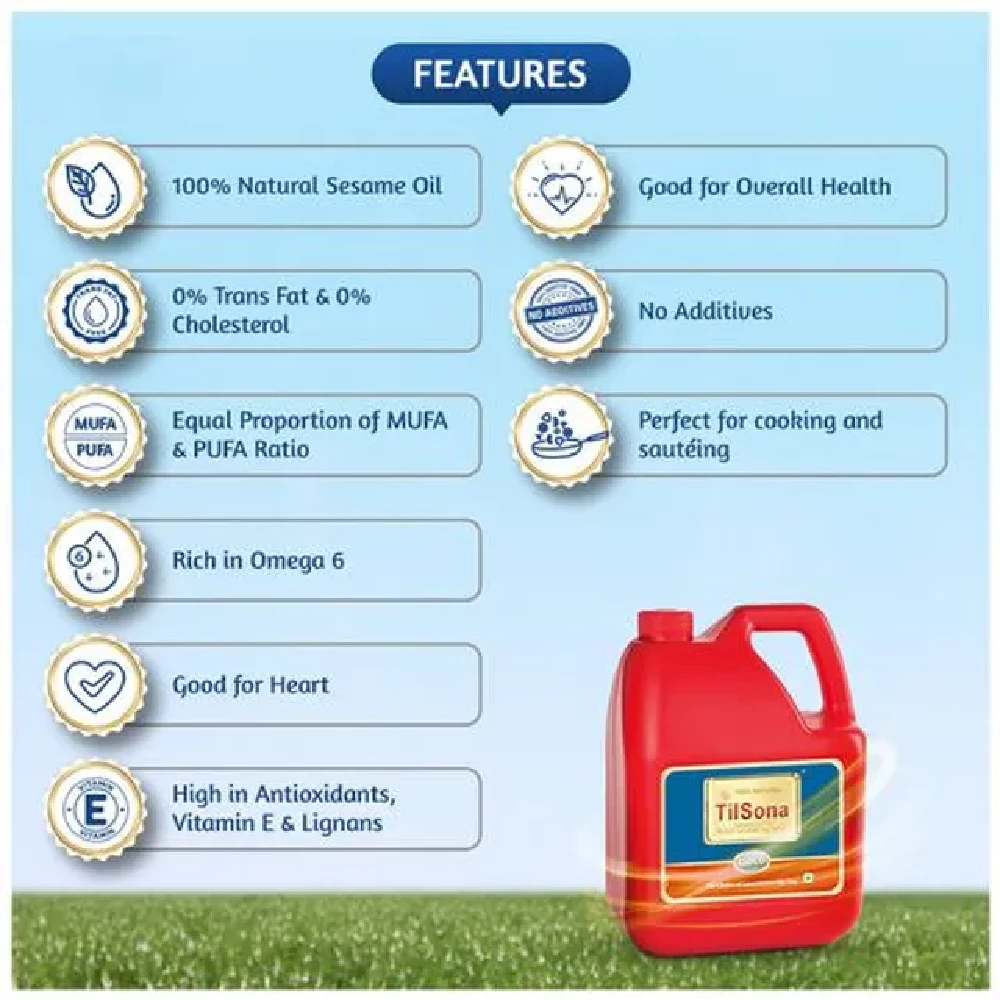 Tilsona Gold Til/Sesame/Gingelly Edible Oil - 100% Natural, Rich In Omega 6, Good For Heart - Image 38