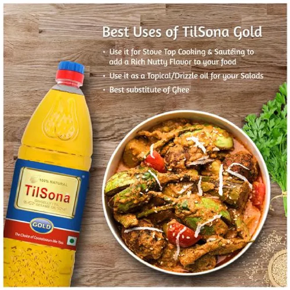 Tilsona Gold Til/Sesame/Gingelly Edible Oil - 100% Natural, Rich In Omega 6, Good For Heart - Image 16