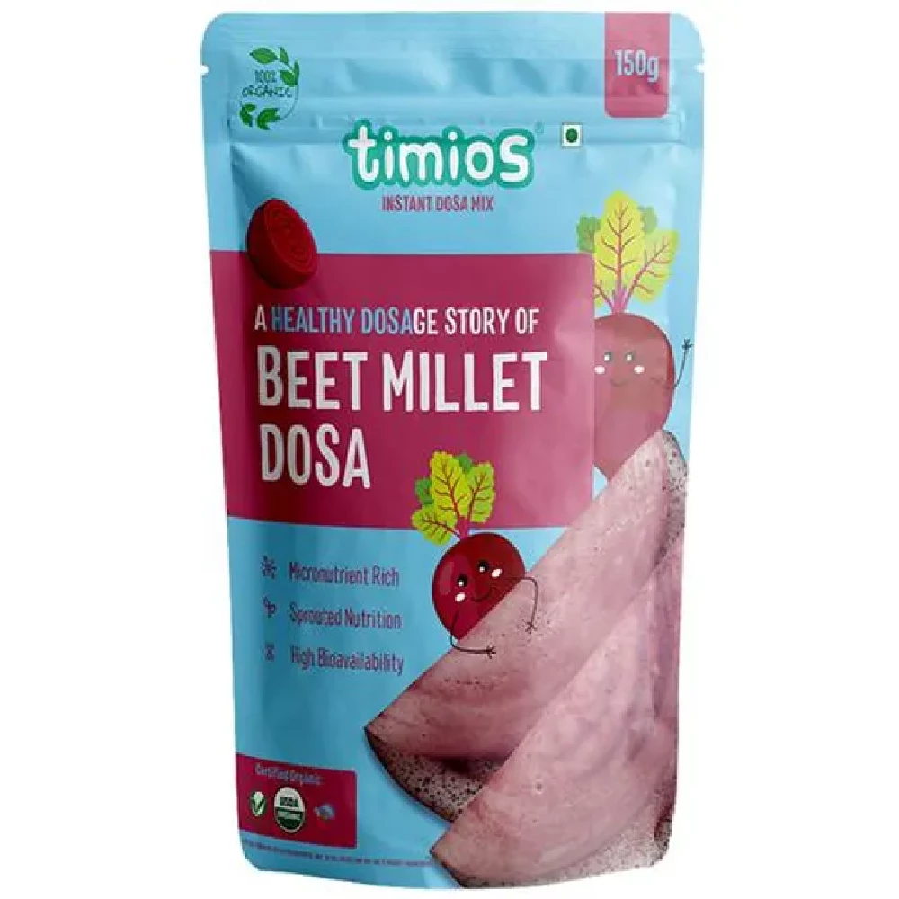 Timios Organic Beetroot Millet Dosa Mix Timios Organic Beetroot Millet Dosa Mix--150g