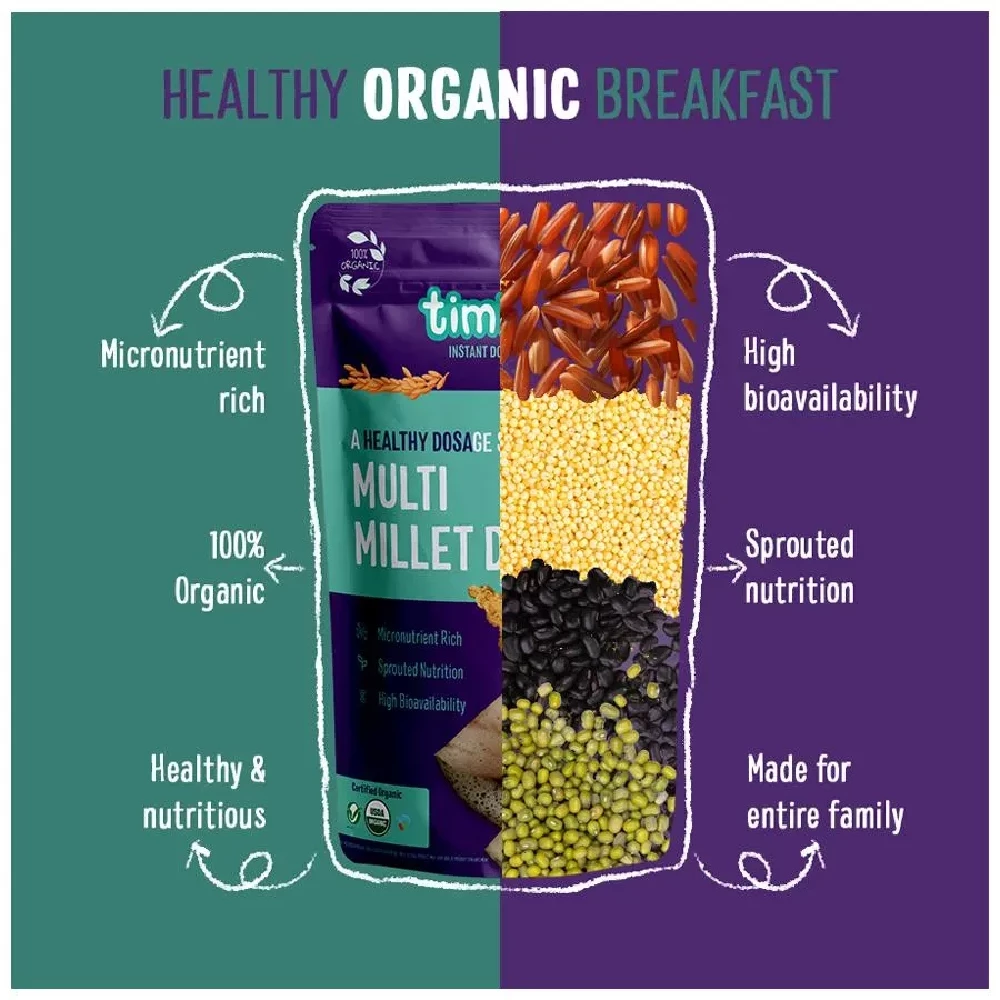 Timios Organic Dosa Mix - Multi Millet + Spinach + Beetroot - Image 4