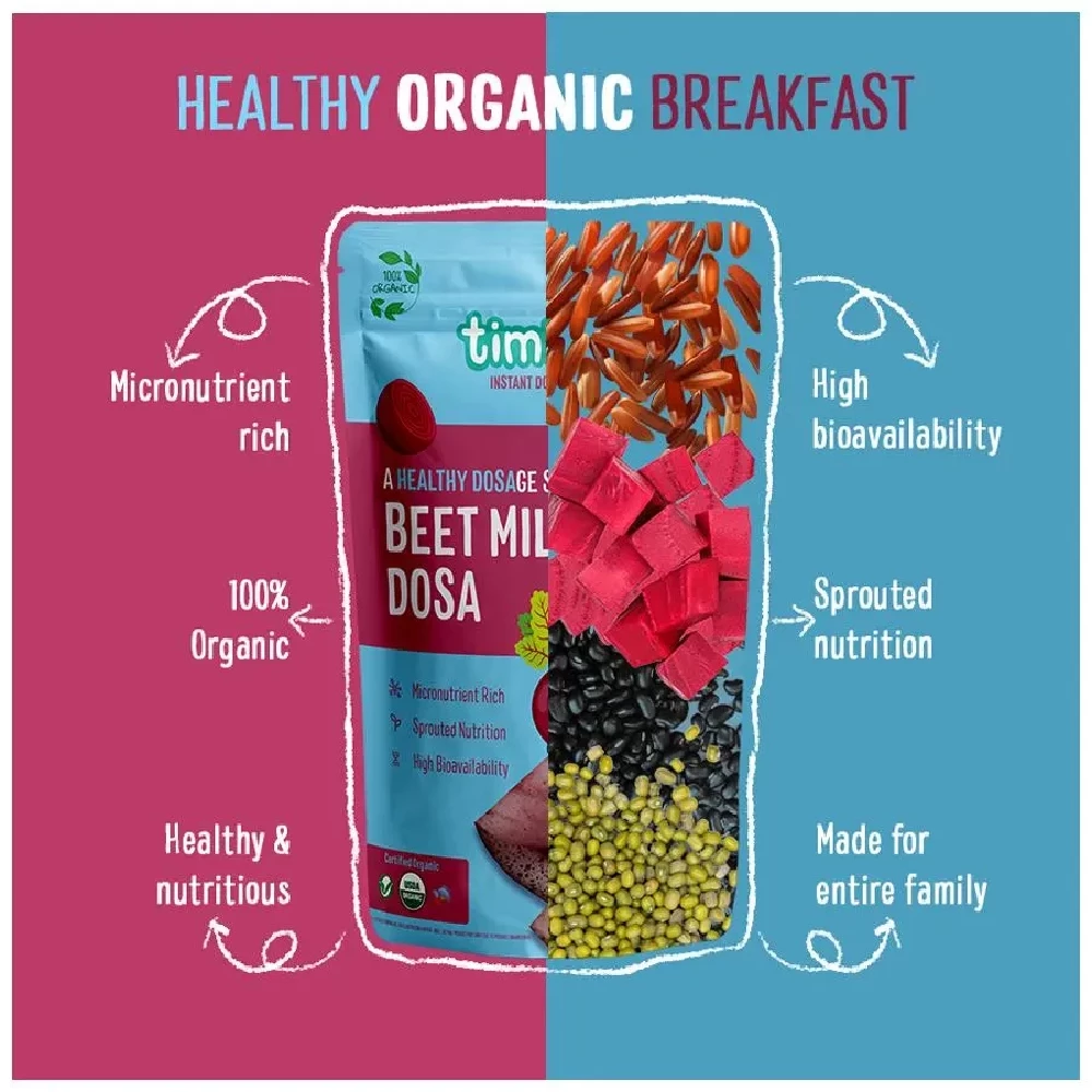Timios Organic Dosa Mix - Multi Millet + Spinach + Beetroot - Image 5