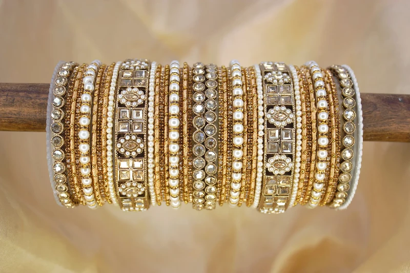 Traditional & Classic Fancy Bangle Set, Gold | The Desi Food