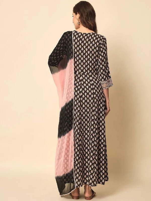 Traditional Function Wear Rayon Readymade Suit, Chiffon-Multi - Image 3