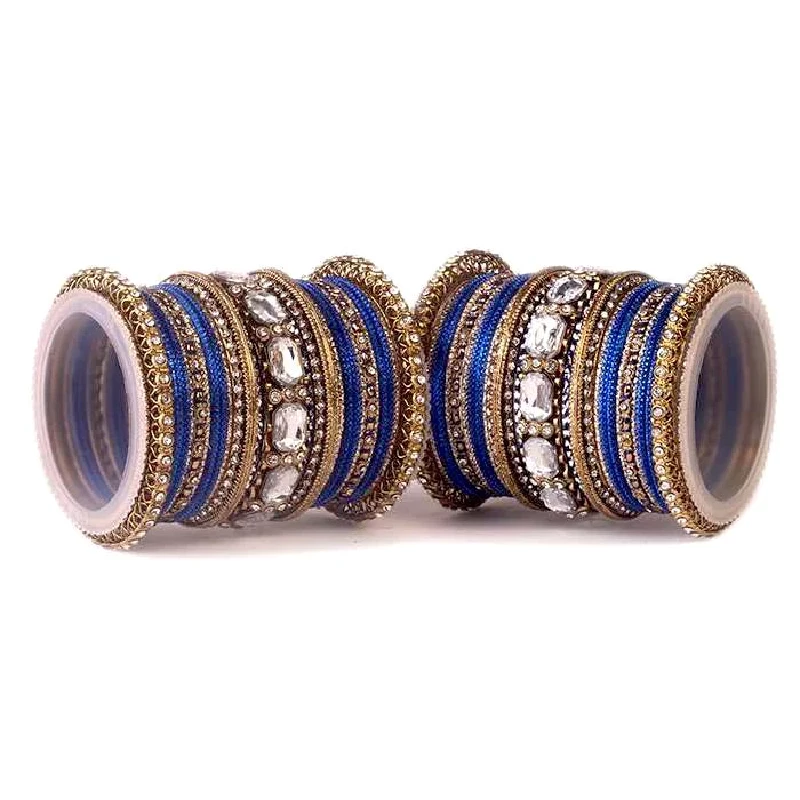 Traditional Trendy Designer Bangle Set With Kundan Stones, Blue