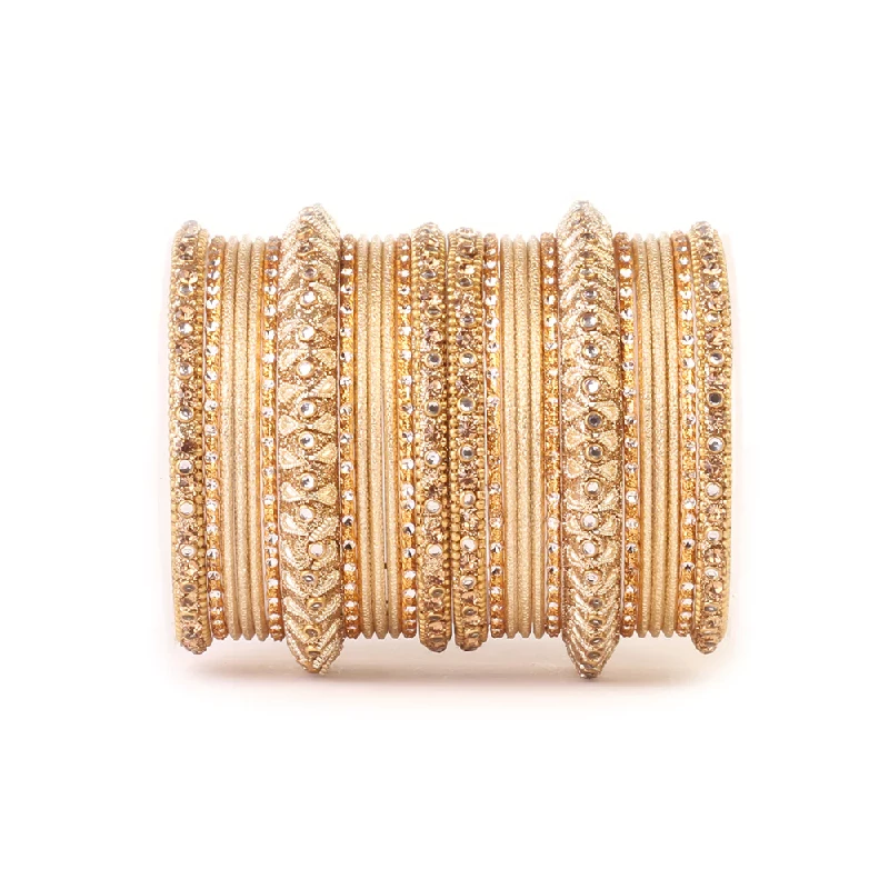 Beautiful Trendy Designer Kundan Work Bangle Set, Chiku
