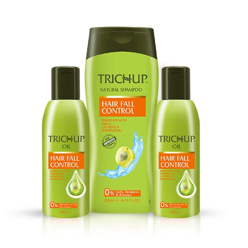 Trichup Hair Fall Control Kit-Hair Fall Control Oil (Pack of 2) & Hair Fall Control Shampoo Trichup Hair Fall Control Kit-Hair Fall Control Oil (Pack of 2) & Hair Fall Control Shampoo-Pack Size-Combo of 3