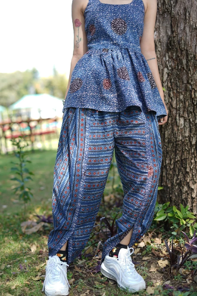 Tulip Ajrakh Hand Block-Printed Cotton Harem Pants - Image 2