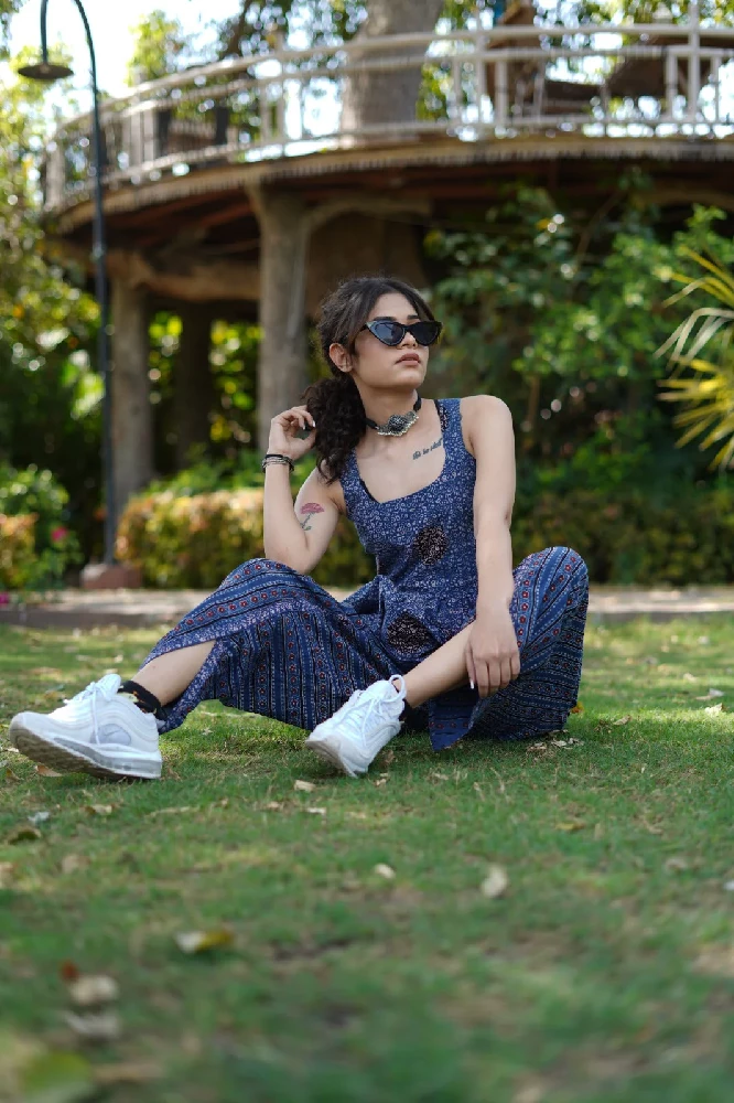 Tulip Ajrakh Hand Block-Printed Cotton Harem Pants - Image 4