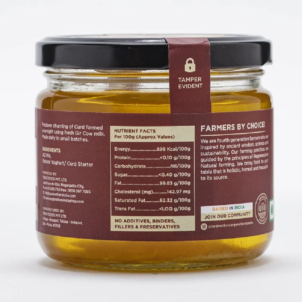 Two Brothers Organic Farms A2 Gir Cow Cultured Ghee - Image 3