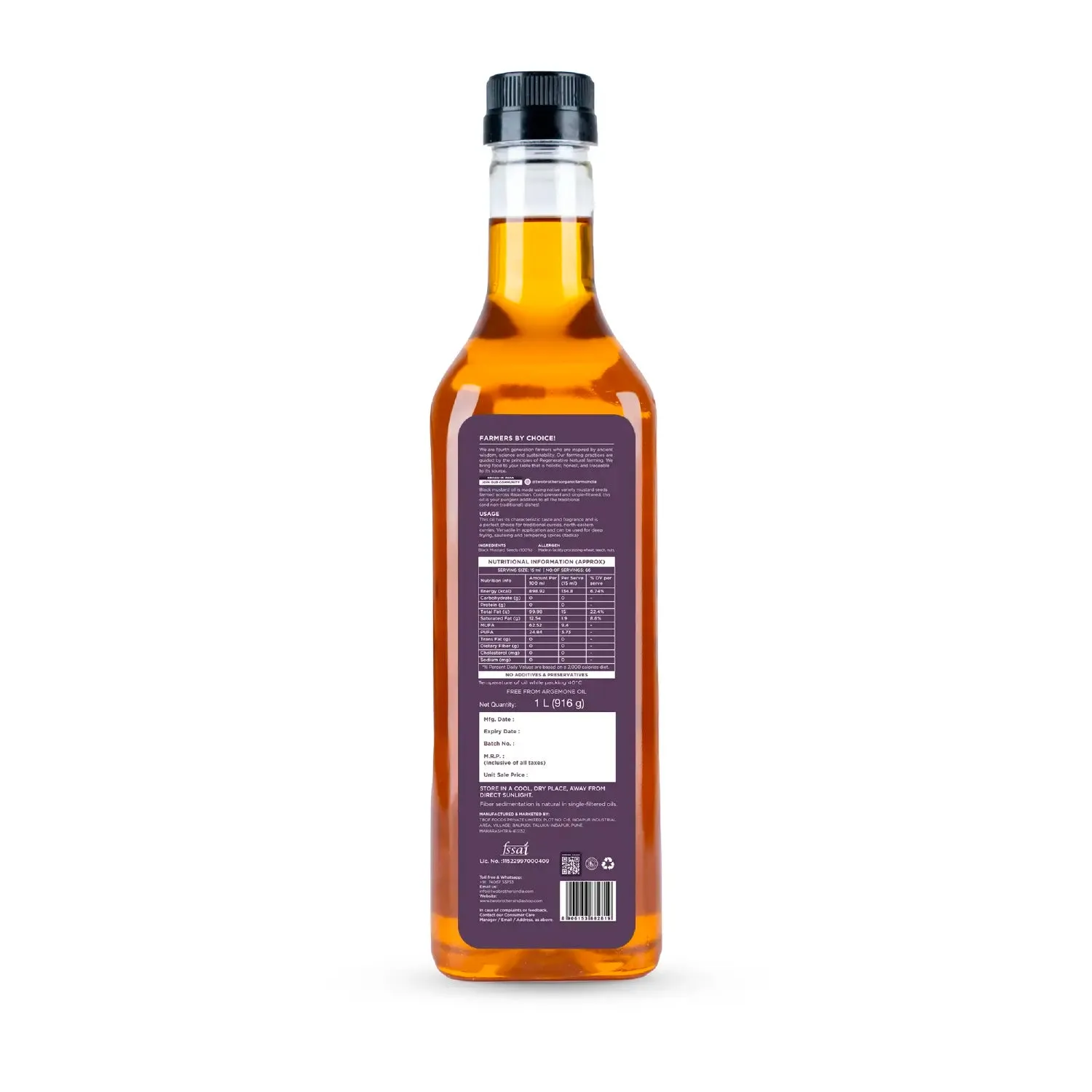 Two Brothers Black Mustard Oil I Cold-Pressed - Image 2