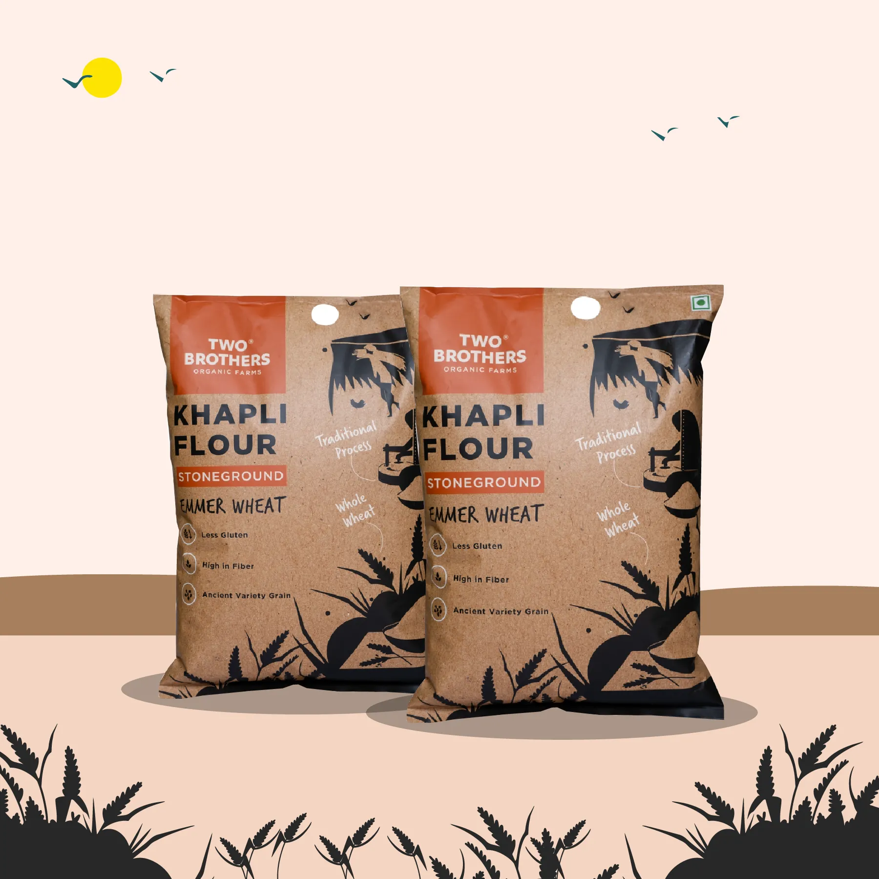 Two Brothers Khapli Wheat Atta (Emmer Wheat Flour) Atta Stone Ground