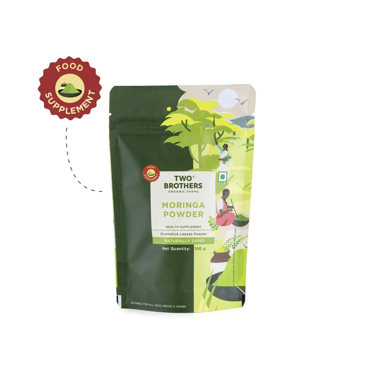 Two Brothers Moringa Powder, Chemical-Free Lab-Tested - Image 2