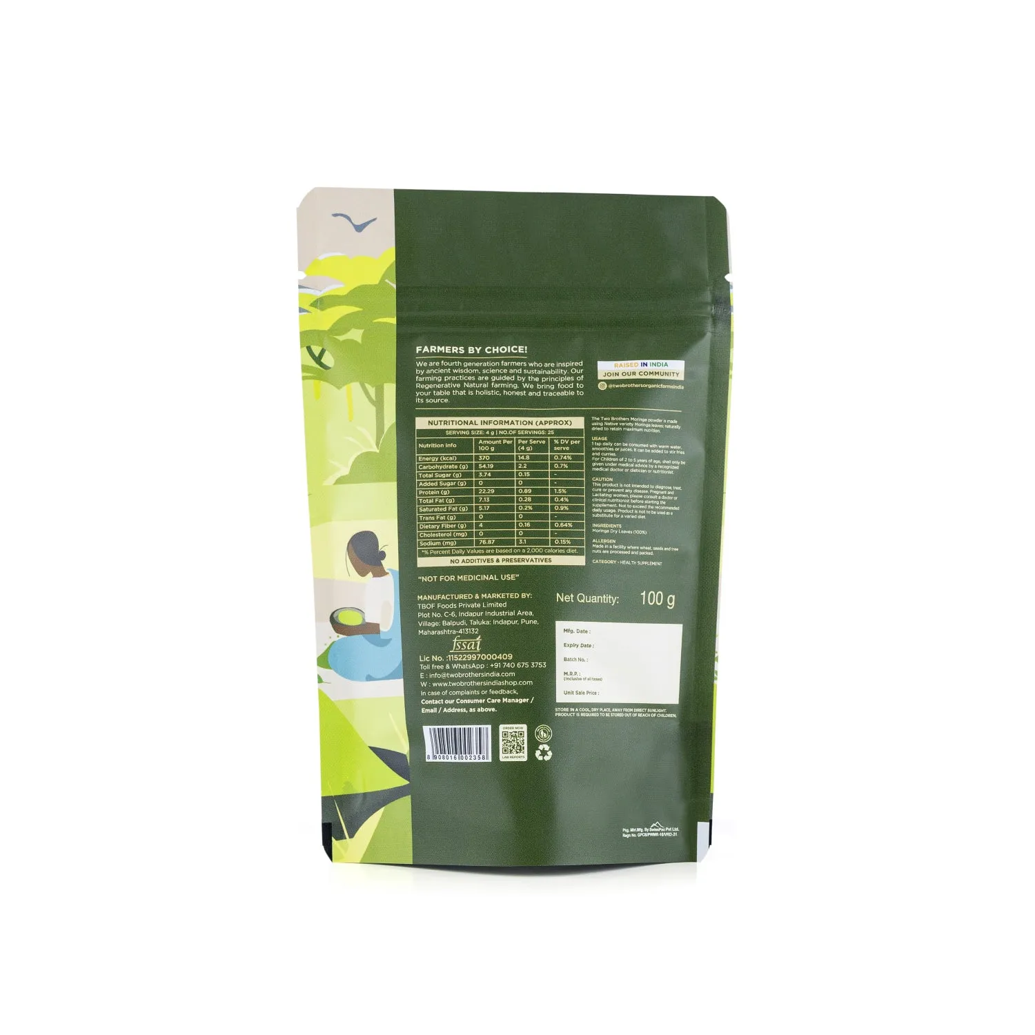 Two Brothers Moringa Powder, Chemical-Free Lab-Tested - Image 3