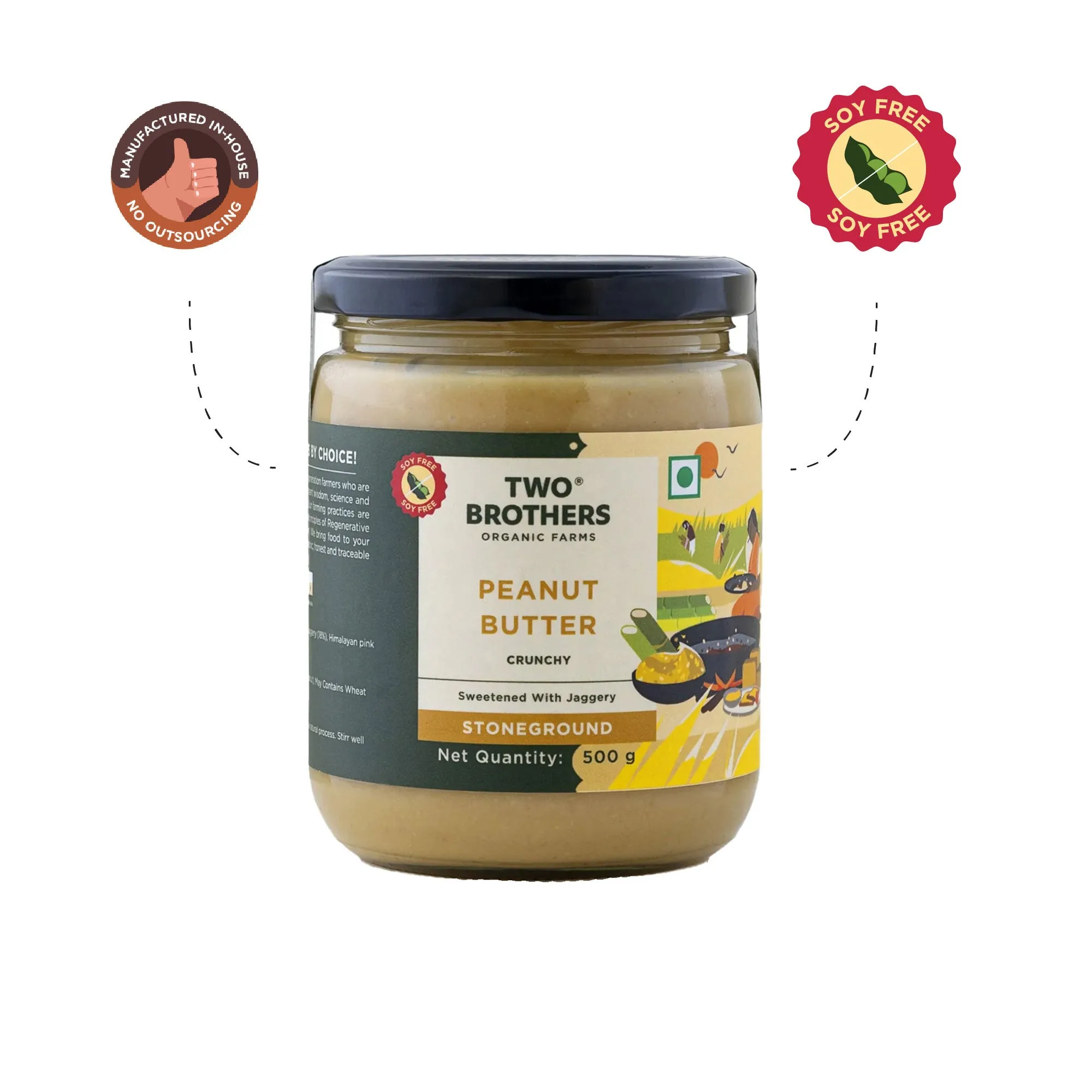 Two Brothers Peanut Butter, Crunchy with Jaggery, Stoneground - Image 3