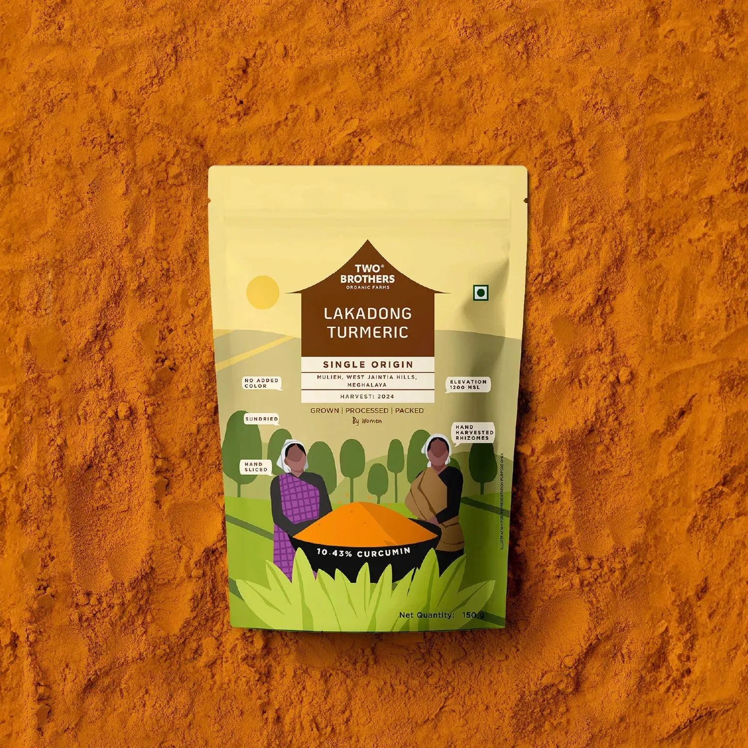 Two Brothers Single Origin Lakadong Turmeric Powder Two Brothers Single Origin Lakadong Turmeric Powder-Pack Size-150 g