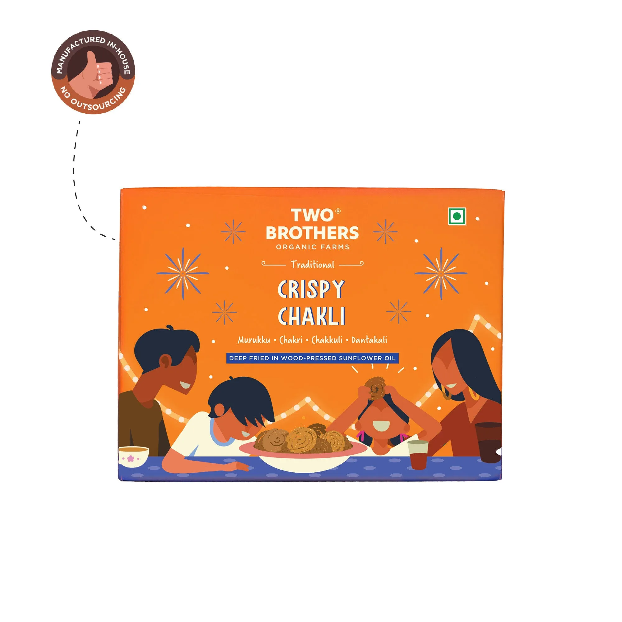 Two Brothers Traditional Crispy Chakli |  Deep fried in Wood-pressed Sunflower Oil - Image 2