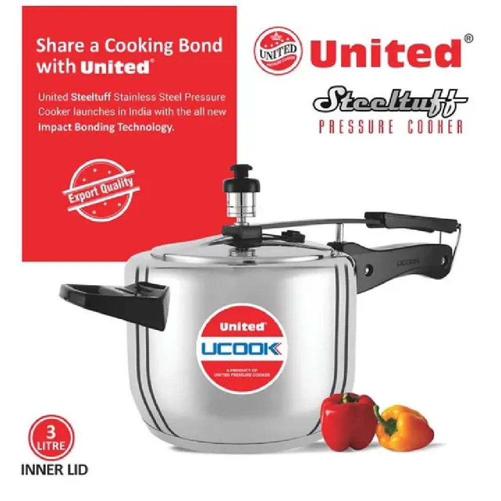 United Aluminium Inner Lid Pressure Cooker - Induction Base - Image 7