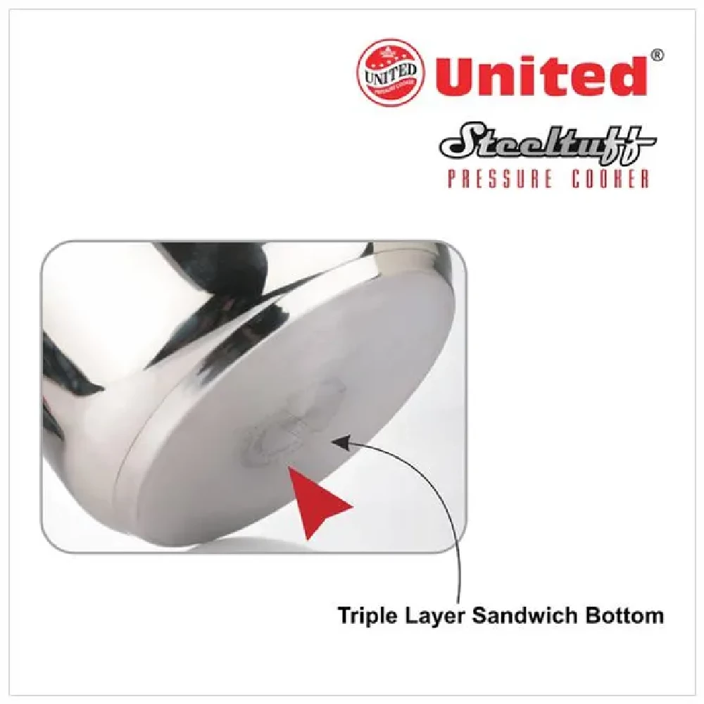 United Aluminium Inner Lid Pressure Cooker - Induction Base - Image 9