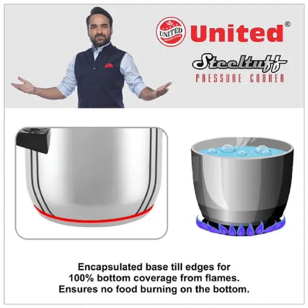 United Aluminium Inner Lid Pressure Cooker - Induction Base - Image 10
