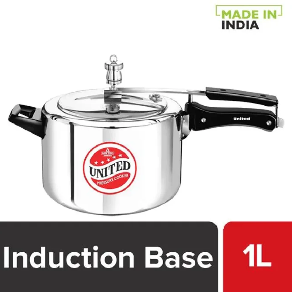 United Aluminium Inner Lid Pressure Cooker Induction Base, Bakelite Handle, Silver